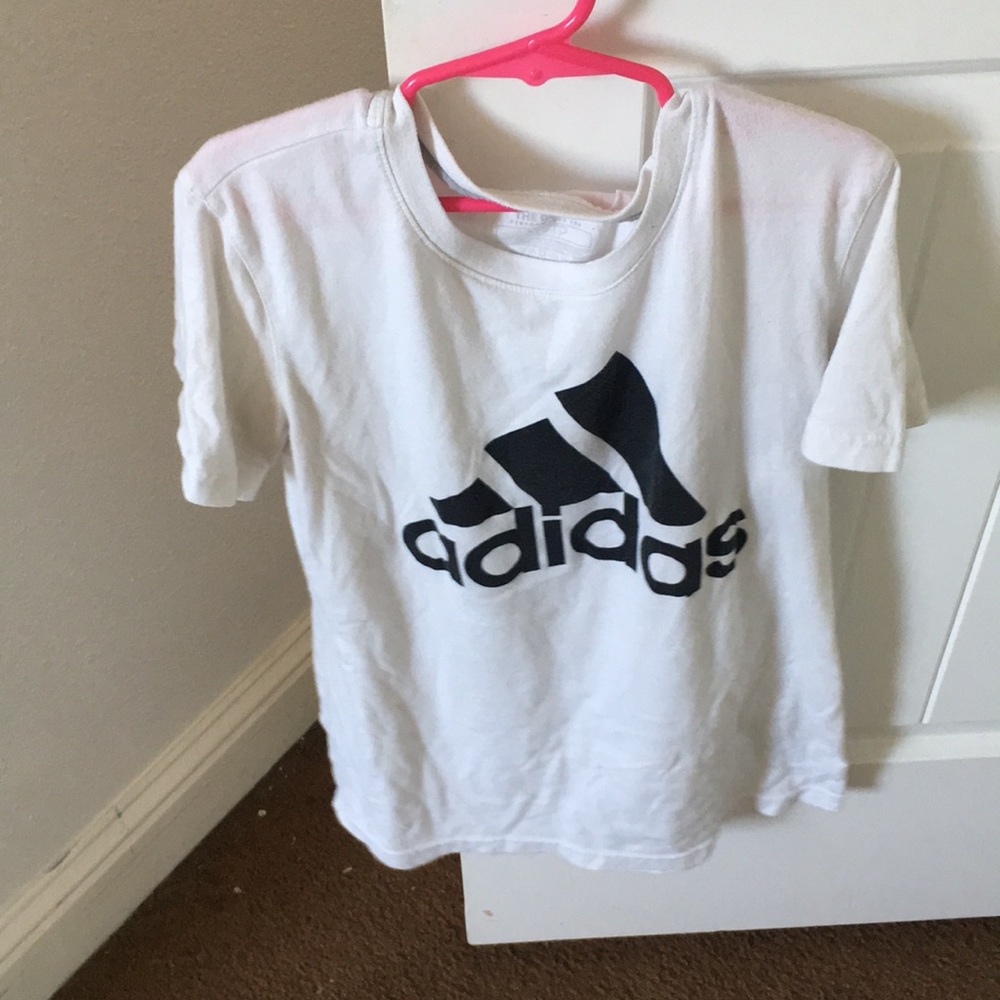 White and Black Adidas Top